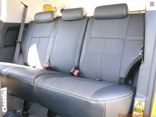 Toyota FJ Cruiser Leather Seat Covers - Black Outer, Black Leather Insert, Yellow Stitching